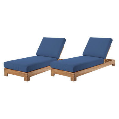 2 Pacific Teak Outdoor Chaise Loungers