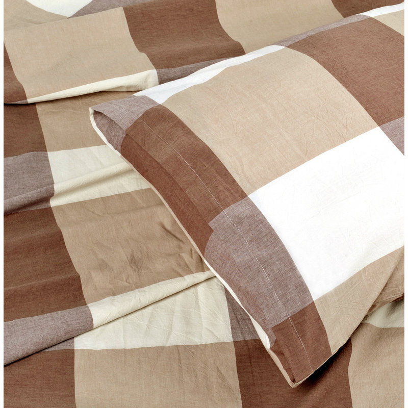 Ensemble de housse de couette en coton lavé de 3 pièces Buffalo, Housse de couette grand et 2 taies décoratives, Caramel