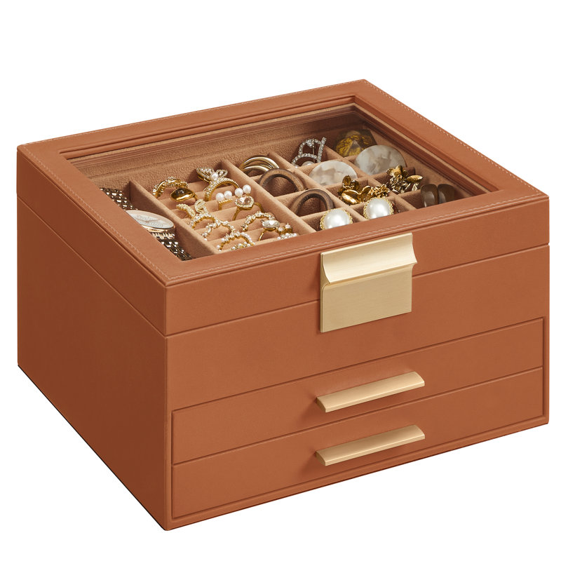 Betzy Jewellery Box +, Caramel Brown