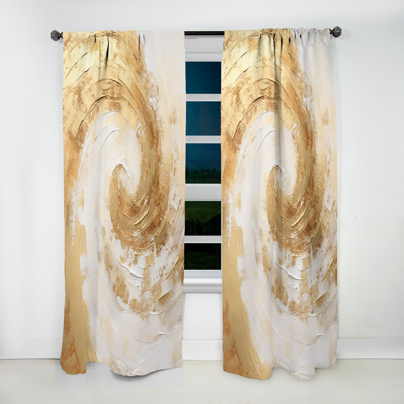 Ebullient Energy Spiral I - Modern Velvet Curtain - Room Darkening - 1 Panel, 52" W x 108" L
