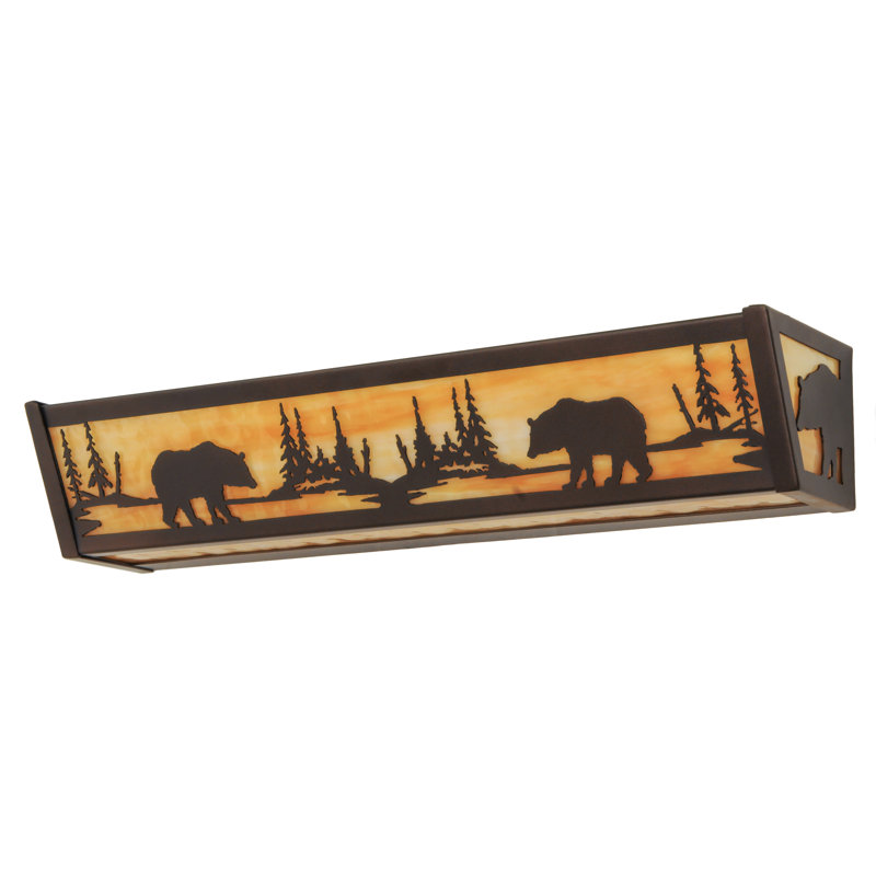 Barre d'éclairage de salle de bain 4 lumières Bear at Lake, Bronze acajou