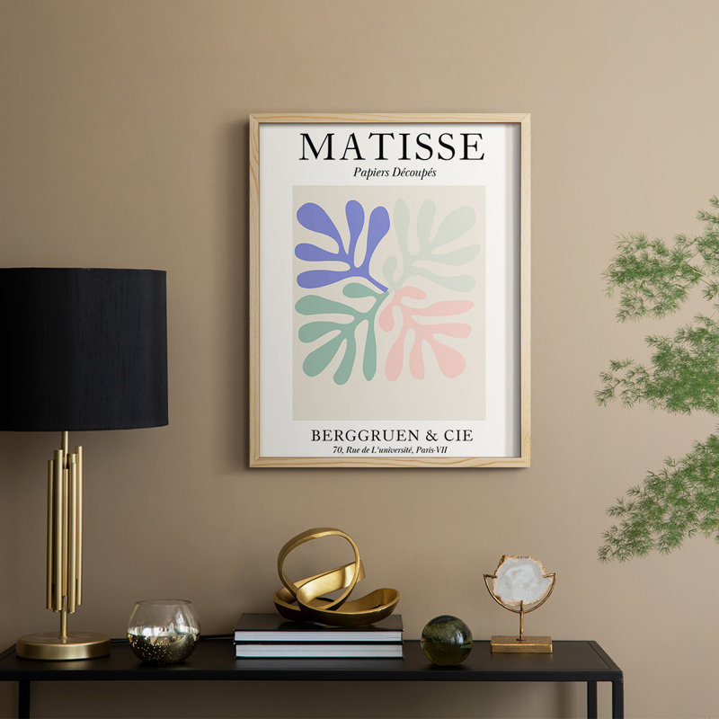 Matisse Div, reproduction d'art encadrée - bois massif, Naturel, H 15 po x l 12 po