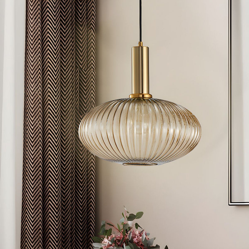 Salicia 1 - Light Brass Pendant, Amber