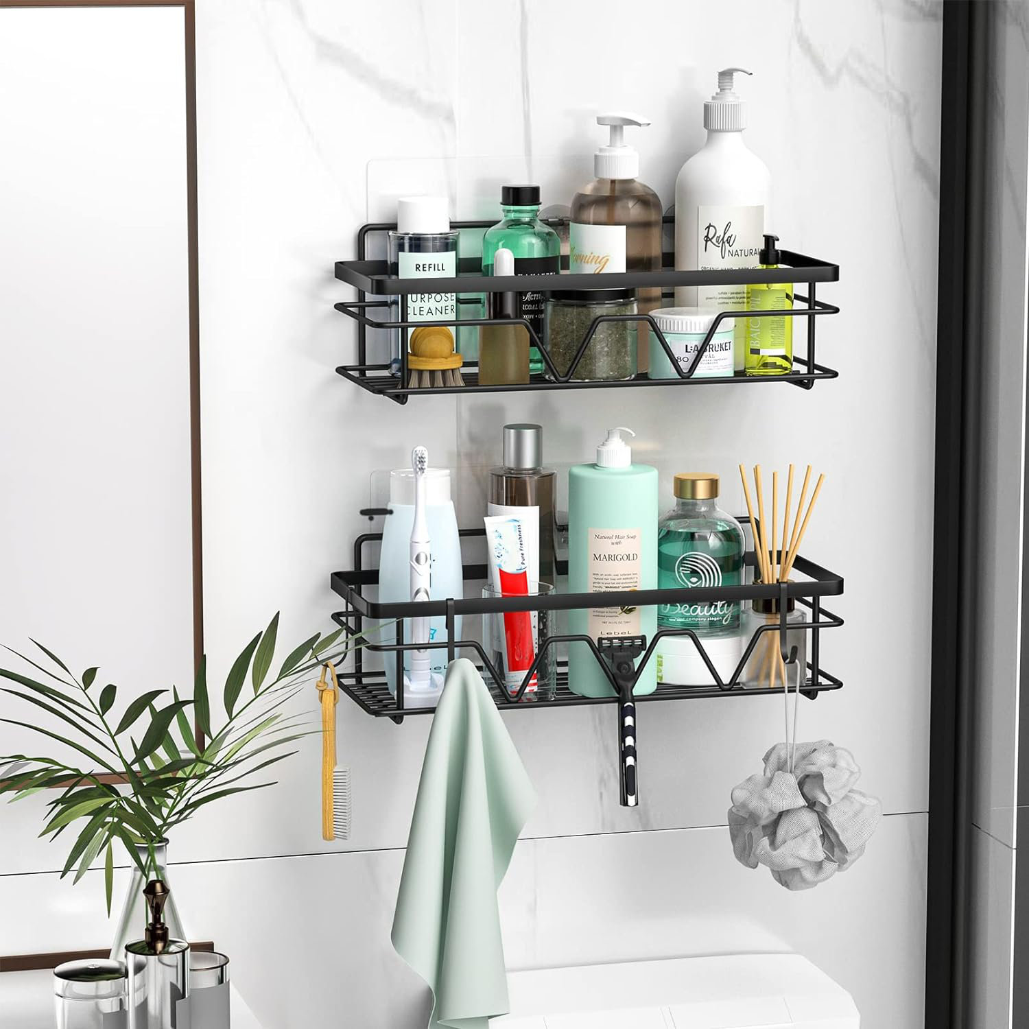 Set Of 5. Bathroom Shower Shelf Soap Holder Shampoo And Shower Gel Holder  Toothbrush Holder Shower Rack [5pcs], No Drill Adhesive Shower Organizer,  Large Capacity, Rust-proof Shower Storage Shelf, Interior Shower Rack