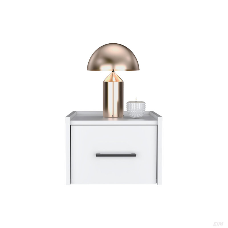 Table de chevet flottante, conception peu encombrante avec tiroir pratique et surface, Blanc