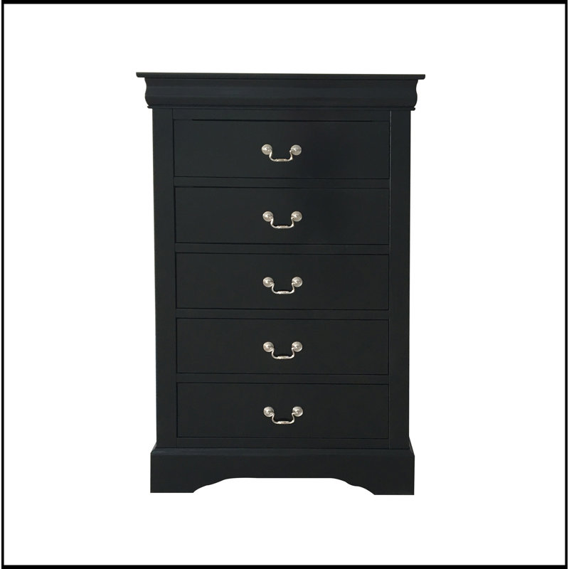 Commode 5 tiroirs à finition noire