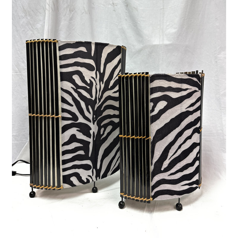 Zebra Print Oval Table Lamp Set