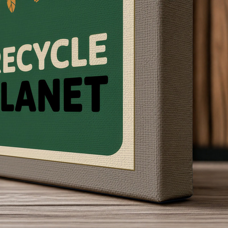 Reuse Recycle Save Planet Retro - Wrapped Canvas, 24x16 - 61.0 x 40.6 cm, Taupe Border