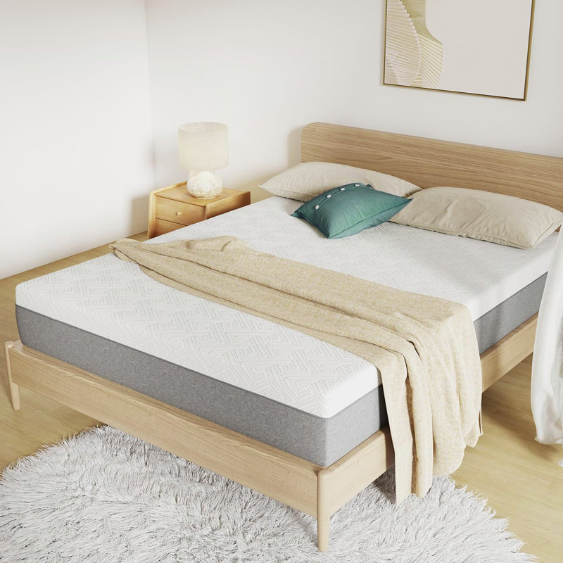 Matelas, mousse viscoélastique grise pour une nuit fraîche et soulagement de la pression, sensation de peluche moyenne avec isolant de mouvement