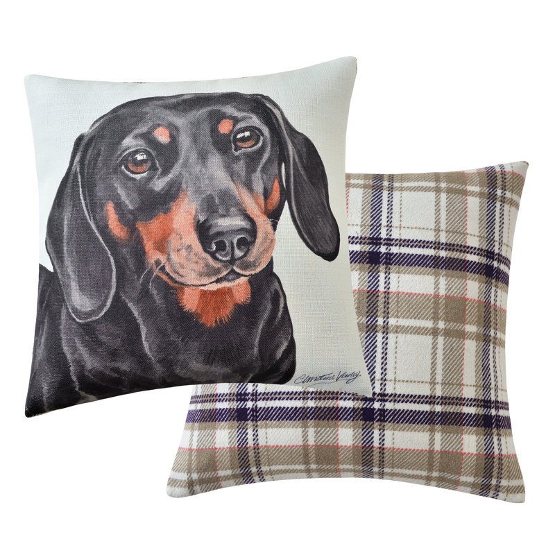 Plaid Beige Square Cushion