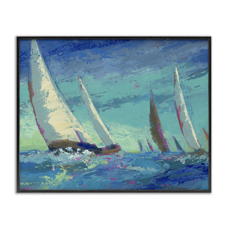 Abstract Expression Regatta Framed Giclee, design by Beth A. Forst, Midnight Black Giclee Framed, 11" H x 14" W