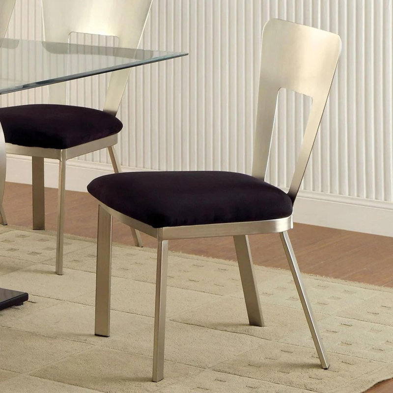 Ensemble de 2 chaises d'appoint en microfibre et métal en argent et noir