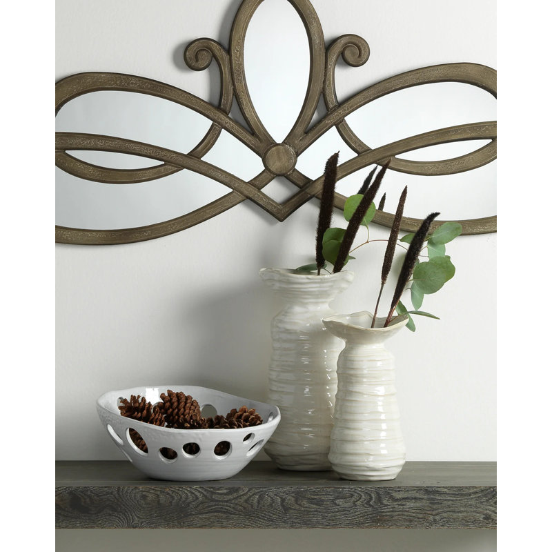 Marine Handmade Ceramic Table Vase, Pearl Cream, 15.5" H x 7.25" W x 7.25" D