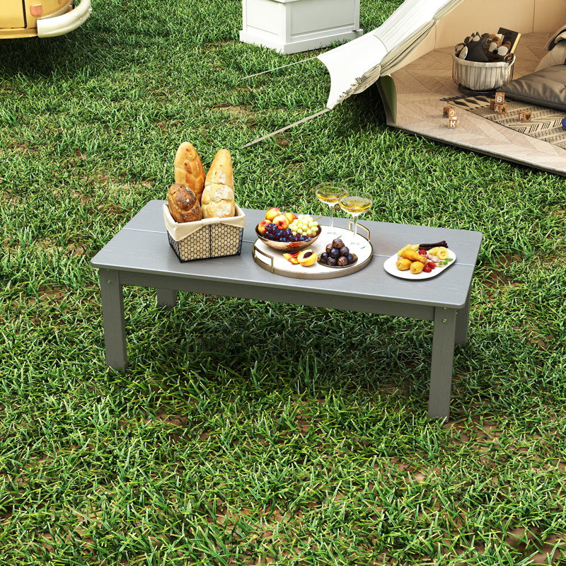 HDPE Outdoor Coffee Table for Patio, Porch & Lawn, All-Weather Poly Side Table for Adirondack Chairs & Outdoor Sofas, Gray