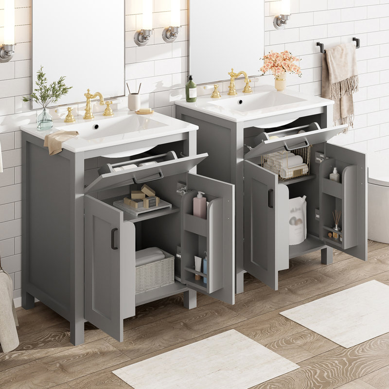 Meuble-lavabo moderne de 48 pouces avec lavabo en céramique
