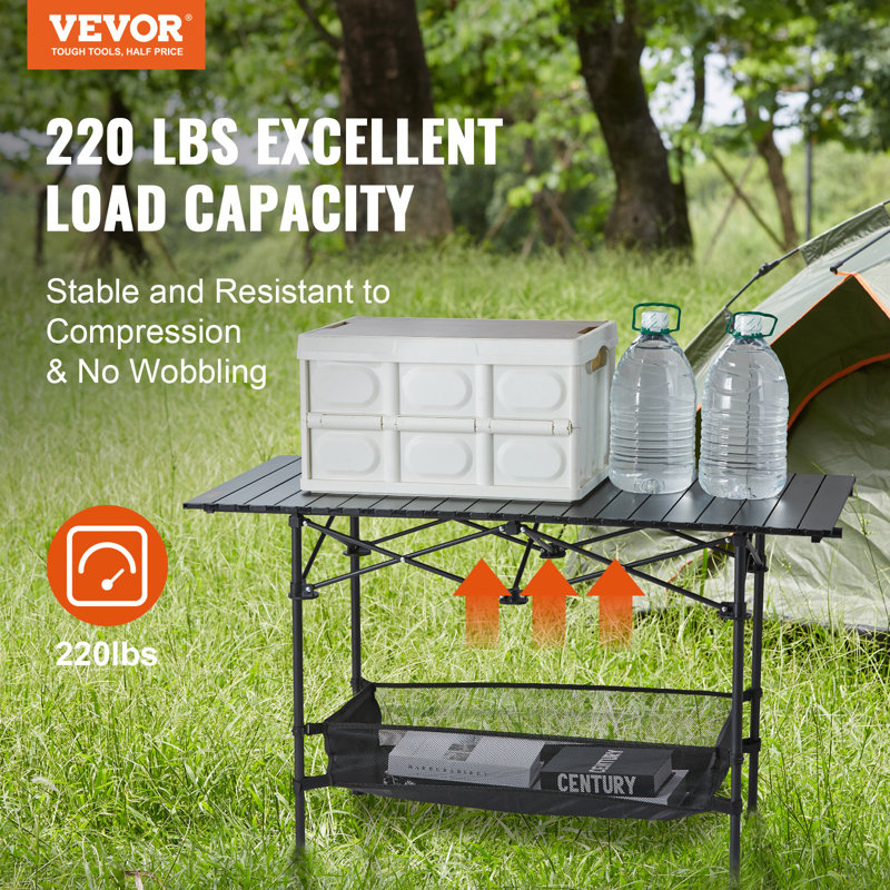 Nuhaa Black Adjustable Height Metal Folding Camping Table