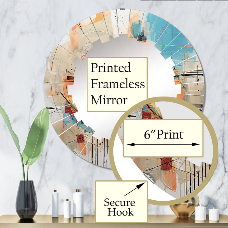 Midler - Miroir mural moderne rond, 32 po x 32 po