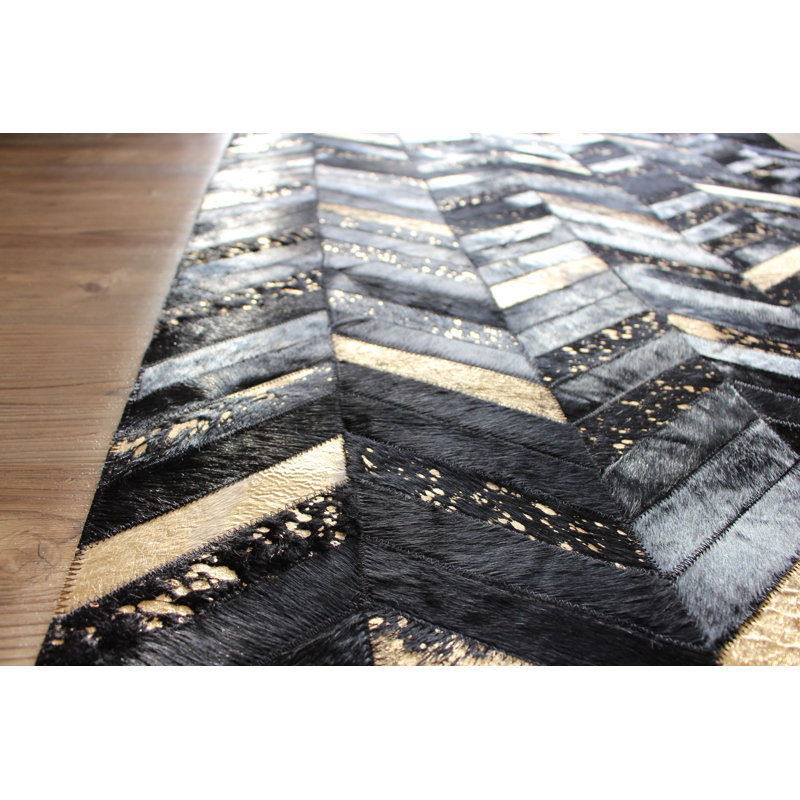Mckinney Chevron Cowhide Area Rug, Rectangle 120 x 180cm