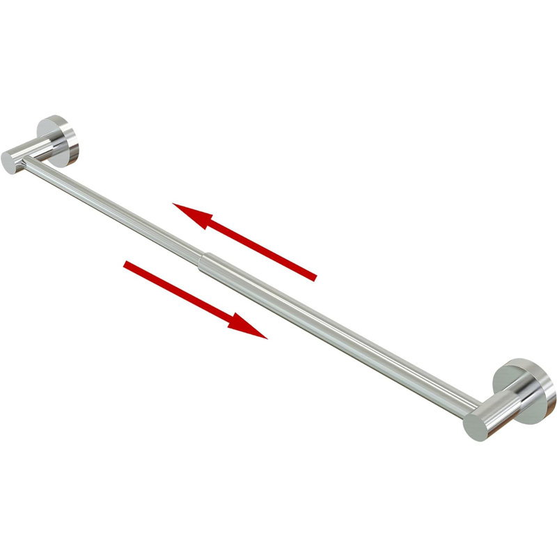 Adjustable 304 Stainless Steel Bathroom Towel Bar (11.8in - 22.6in), Sturdy, Rust proof Wall Mounted Rack, Silver