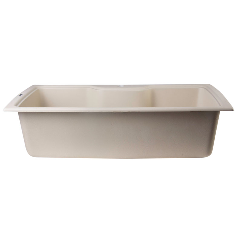 34.63'' L Single Bowl Granite Kitchen Sink, Biscuit