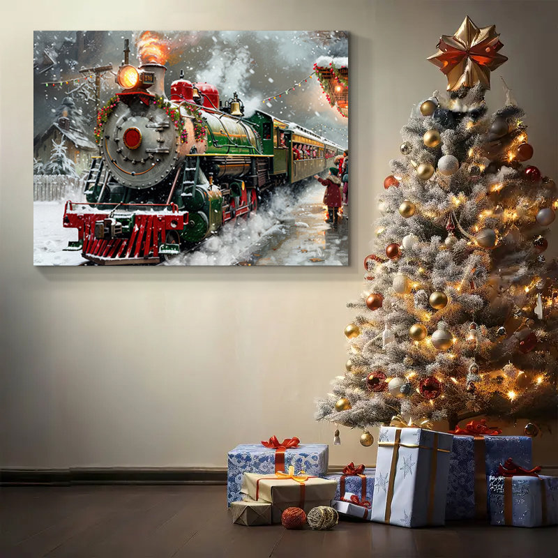 Arbre de Noël, art mural sur toile, H 36 po x l 48 po