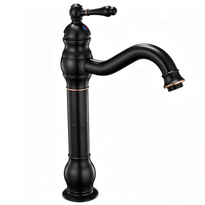 Vessel Sink Faucet, Single Handle Bathroom Faucet with 360° Swivel Gooseneck Spout