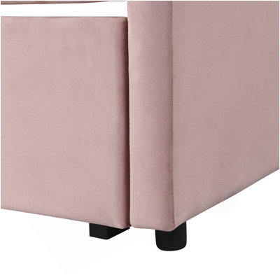 Twin Size Upholstered Daybed With Pop Up Trundle, Pink