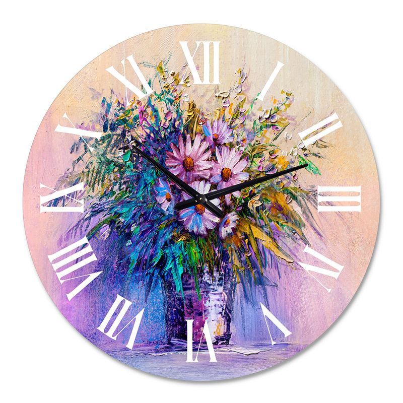 Horloge murale impressionniste Nature morte de fleurs en fleurs IV, Grand