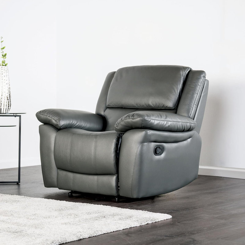 38.4" W Transitional Recliner Chair, Dark Gray, Dark Gray