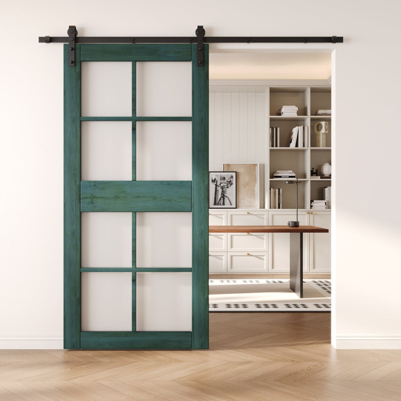 Porte de grange en verre non assemblé et fini 36 po x 84 po Homacer Royal de 36 po x 84 po Homacer, usage intérieur seulement