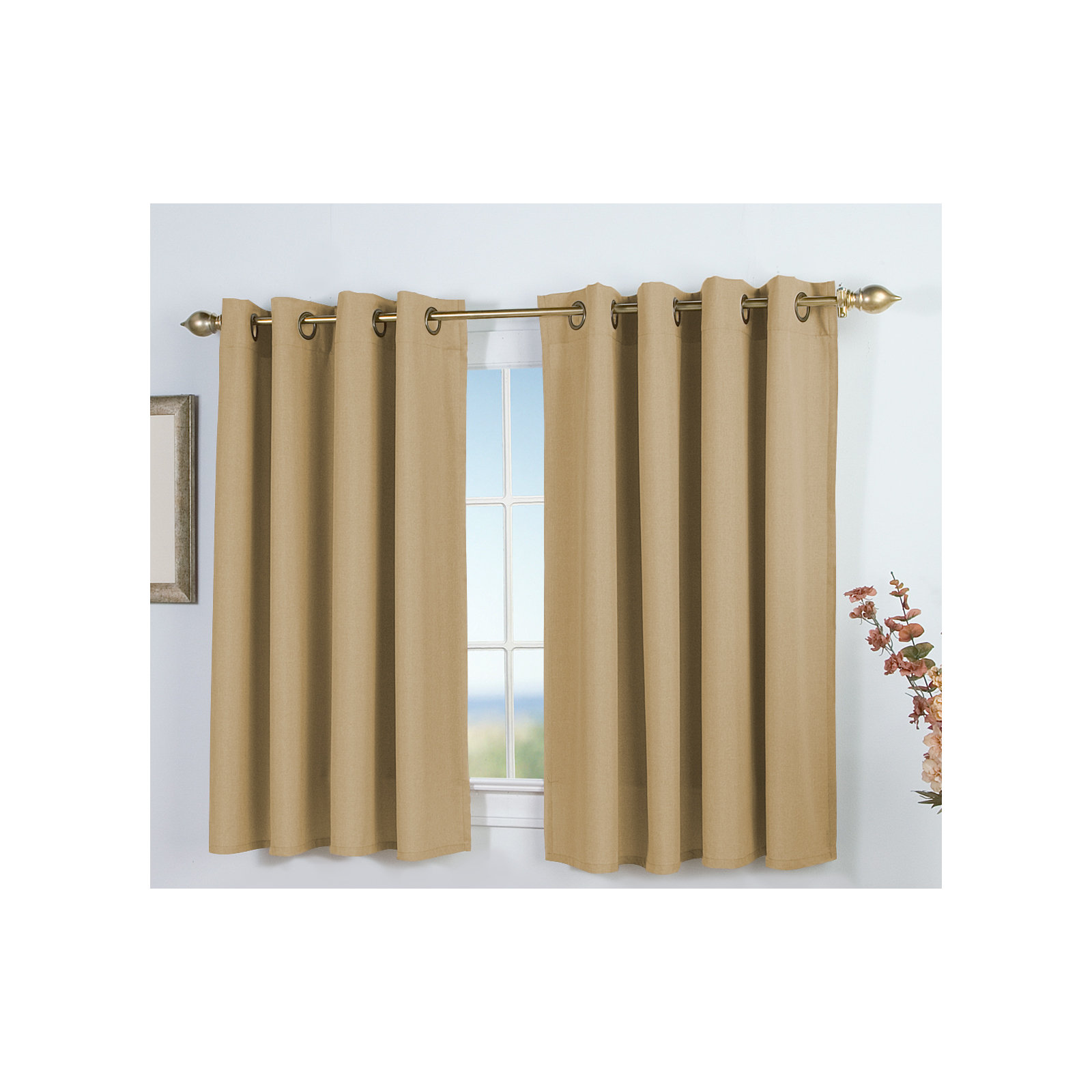 Room Darkening Synthetic Curtain, Gold Leaf, 56" W x 45" L