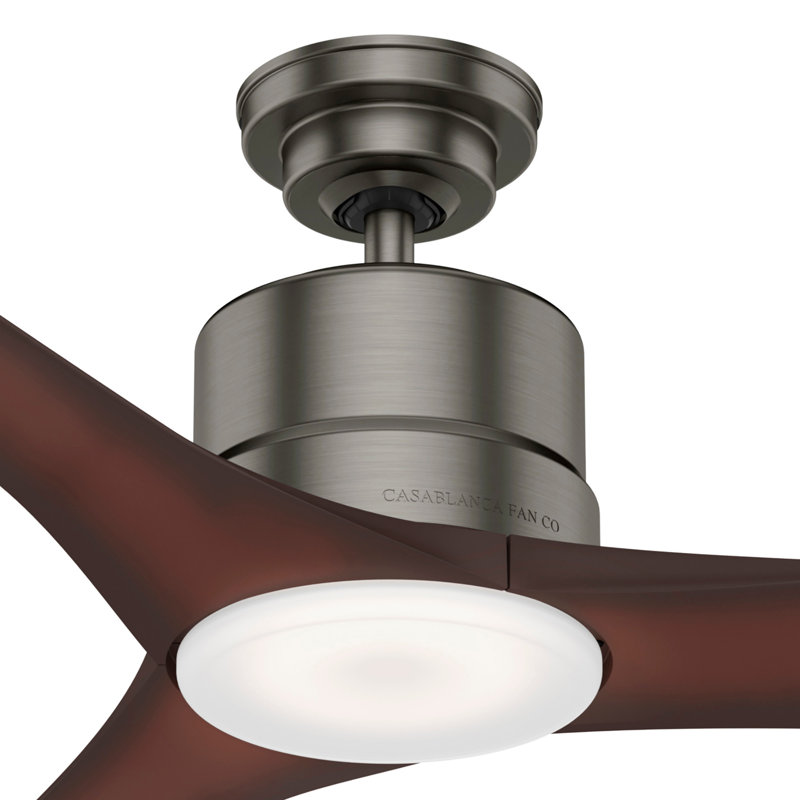 52'' Piston 3 -Blade Outdoor Standard Ceiling Fan with Remote Control and Light Kit Included, Brushed Slate