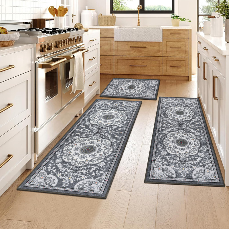 Tapis de cuisine antidérapant lavable à la machine, Gris