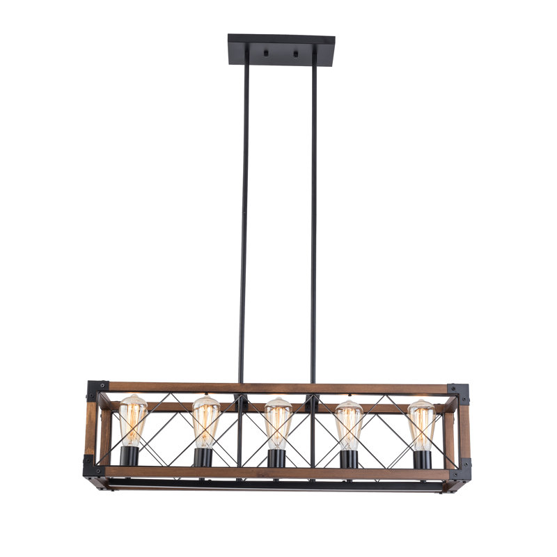 Spiro 5 - Light Wood Dimmable Kitchen Island Geometric Chandelier