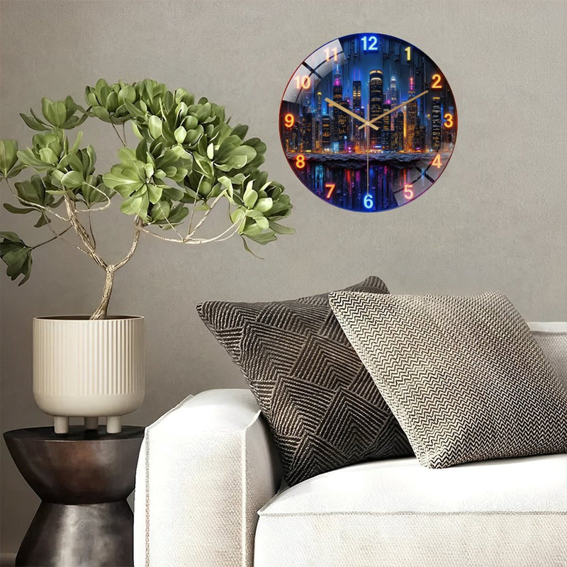 Horloge murale 12 po Modern City Skyline