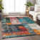 Machine Washable Indoor/Outdoor Xhevrie Teal Rug