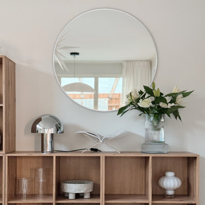 Round Mirror, Brushed Aluminum Alloy Frame Wall Mounted Circle Mirror, Vanity Mirror For Bathroom Over Sink, Living Room, Bedroom, Entryway, Hallway