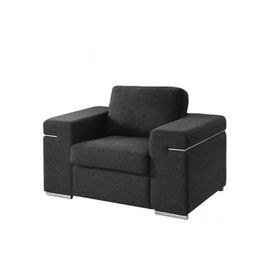 Black Linen Fabric Arm Chair