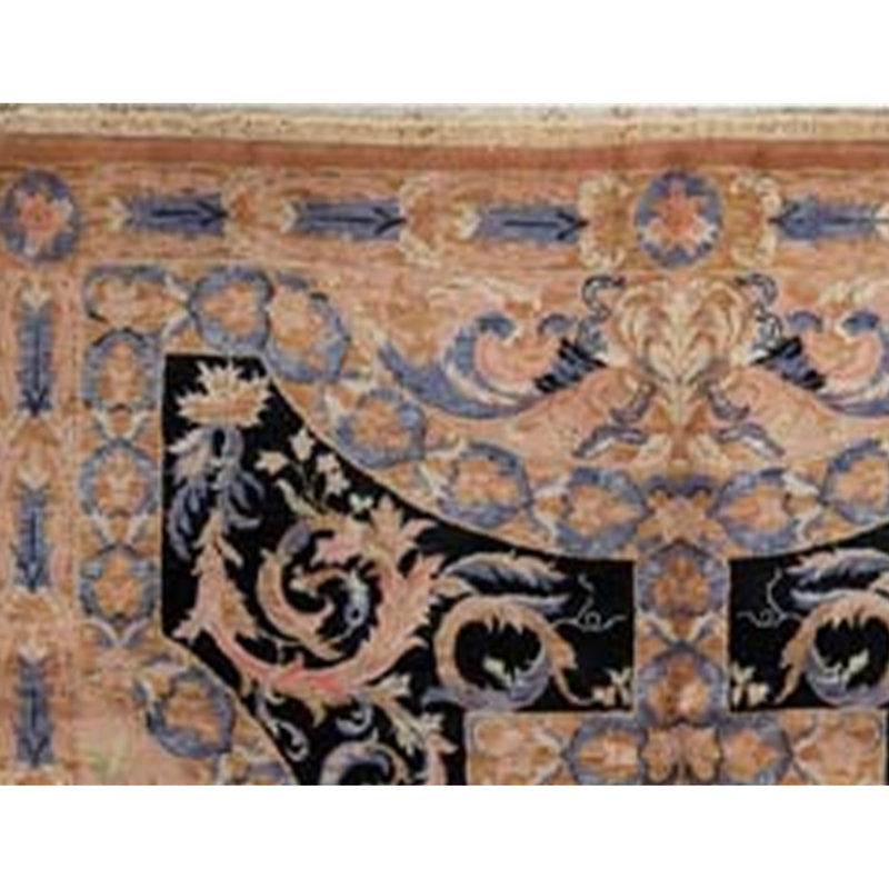 Hand-Knotted High-Quality Black and Beige Area Rug