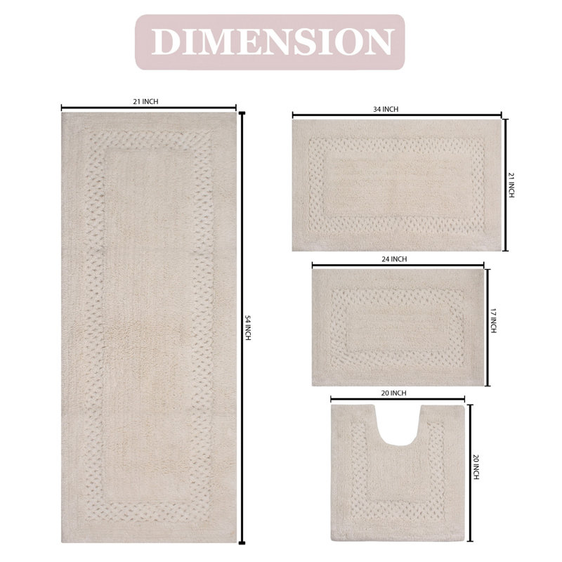 Tapis de bain 100% coton Classy Bathmat Collection (ensemble de 4), Ivoire
