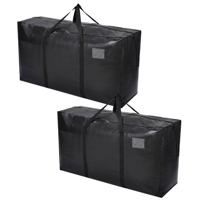 Paquet de 2 sacs de rangement mobiles en PE noir de 58 gallons, très grands bacs imperméables avec poignées renforcées, 42 x 14 x 23 po