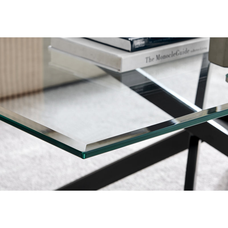 Chayton Modern Contemporary Glass And Chrome Coffee Table - Modern Sleek Design, Black