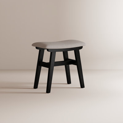 Aevah Solid Wood Vanity Stool with Saddle Cushion, High-Rebound Sponge Seat, Easy Assembly Makeup Chair