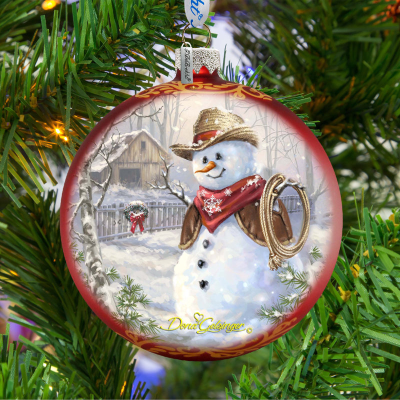 Ornement boule de bonhomme de neige Holiday Splendor Cowboy