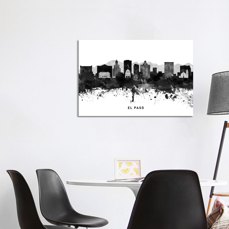 El Paso Skyline Black & White 1 Piece Wrapped Canvas Wall Art, 101.6 cm H x 66.04 cm W