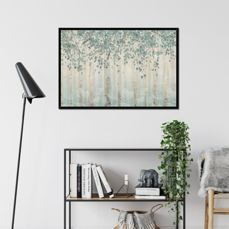Dream Forest I Silver Leaves by James Wiens - Painting, Black Framed Paper Print, 34cm H x 50cm W