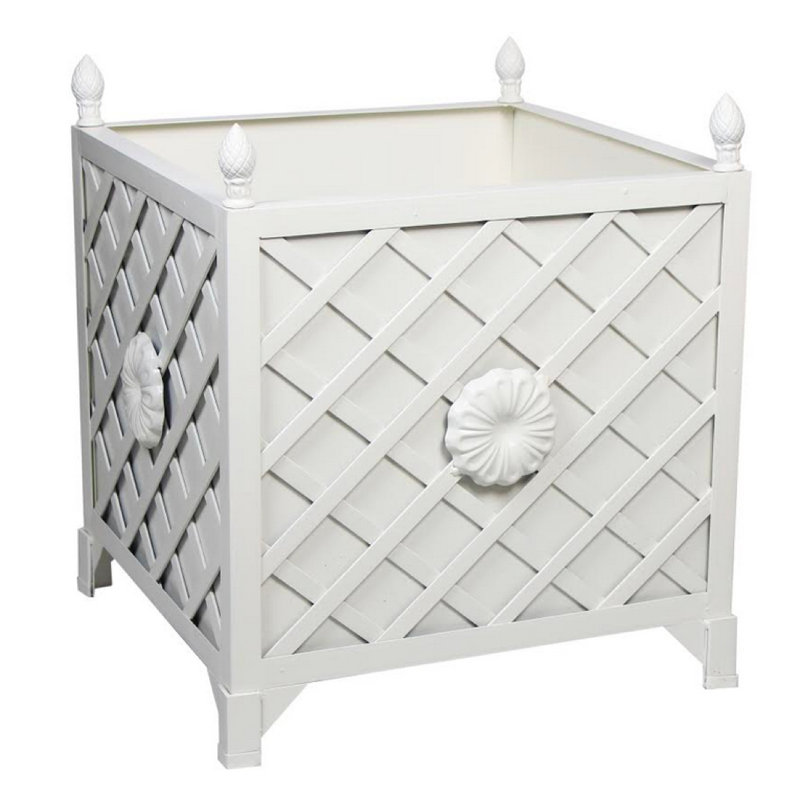 Jaimes Handmade Metal Planter, White, 24" H x 24" W x 24" D