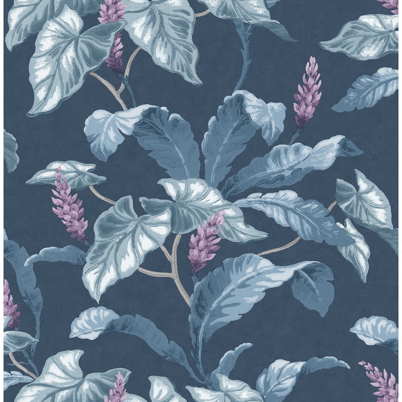 Rouleau de papier peint tropical L 33 pi x l 20,5 po Kristen Meridian Parade, Bleu