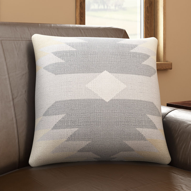 Todd Cotton Throw Pillow, 20" x 20", Light Gray, Down