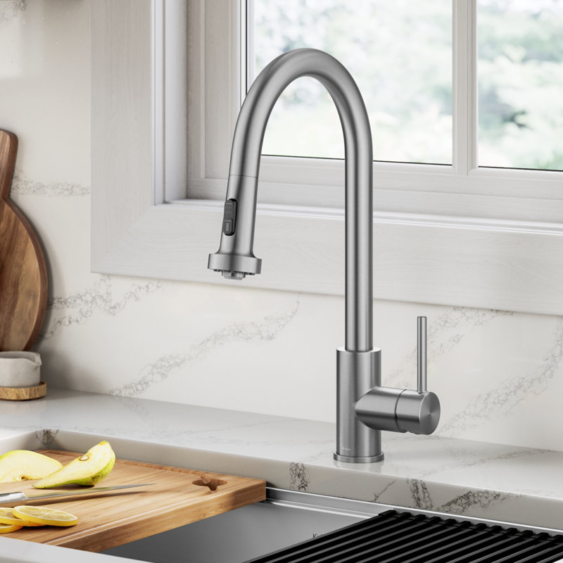 Robinet de cuisine à poignée simple KRAUS Bolden, Acier inoxydable